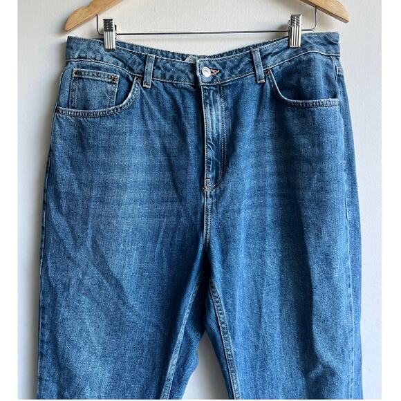Topshop Original High Waisted Mom Jean Mid Blue Size 34 x 30 100% Cotton $74 - Picture 12 of 12